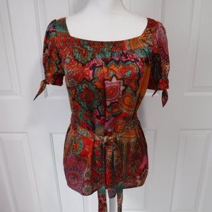 American Rag Blouse Paisley Tie Sleeve